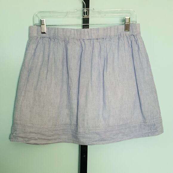 J. Crew Factory Blue Striped Linen Blend Skirt Size Medium - Picture 8 of 8